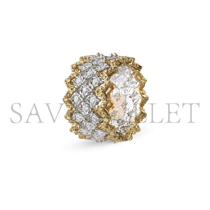 BUCCELLATI ROMBI WHITE AND YELLOW GOLD ETERNELLE RING JAUETE005788